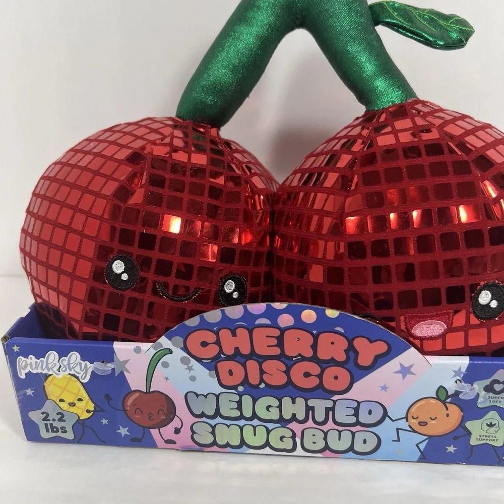 Cherry Disco Ball Weighted Snug Bud Pink Sky‎ Doll Plush RARE Pillow Buddy Sleep